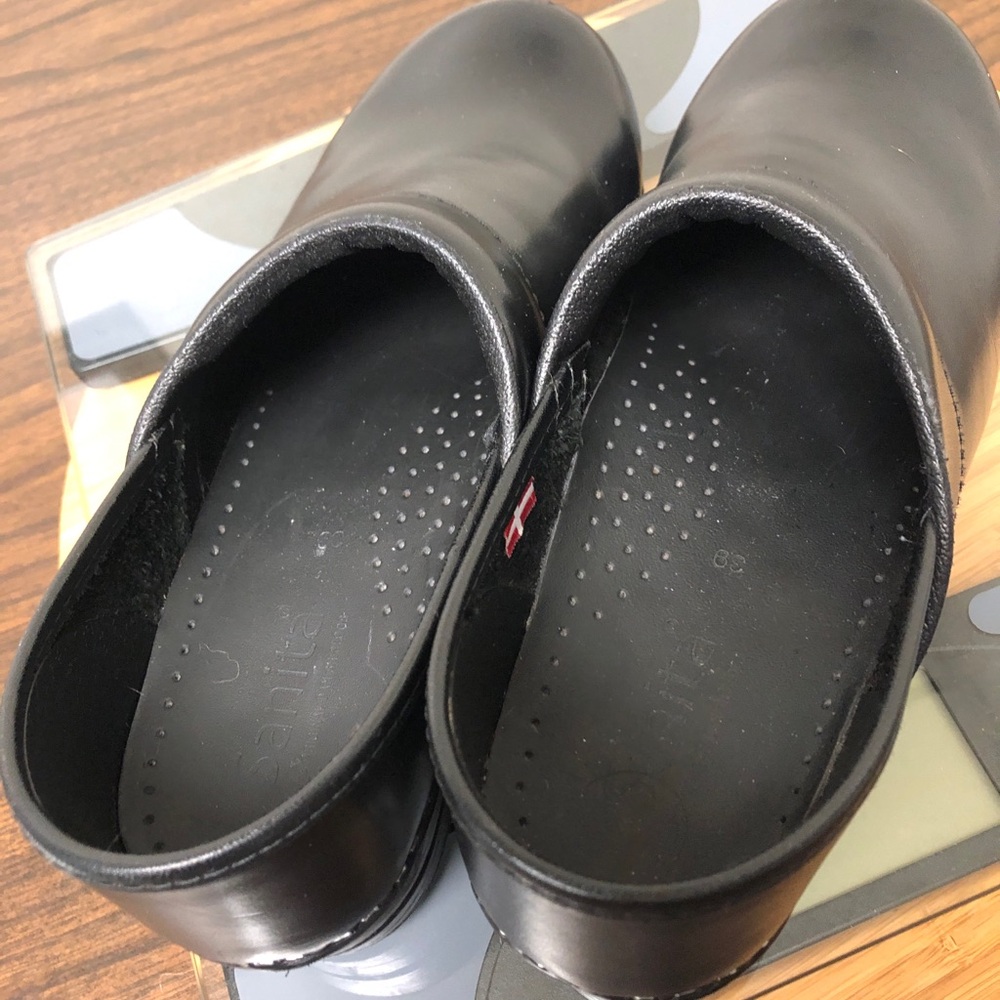 SANITA Original Professional Nursing Work Clogs Danish Black Leather Shoes 39 - Picture 4 of 11